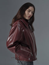 Immaculate Vegan - PREV Robin Unisex Vegan Olive Leather Jacket | Bordeaux