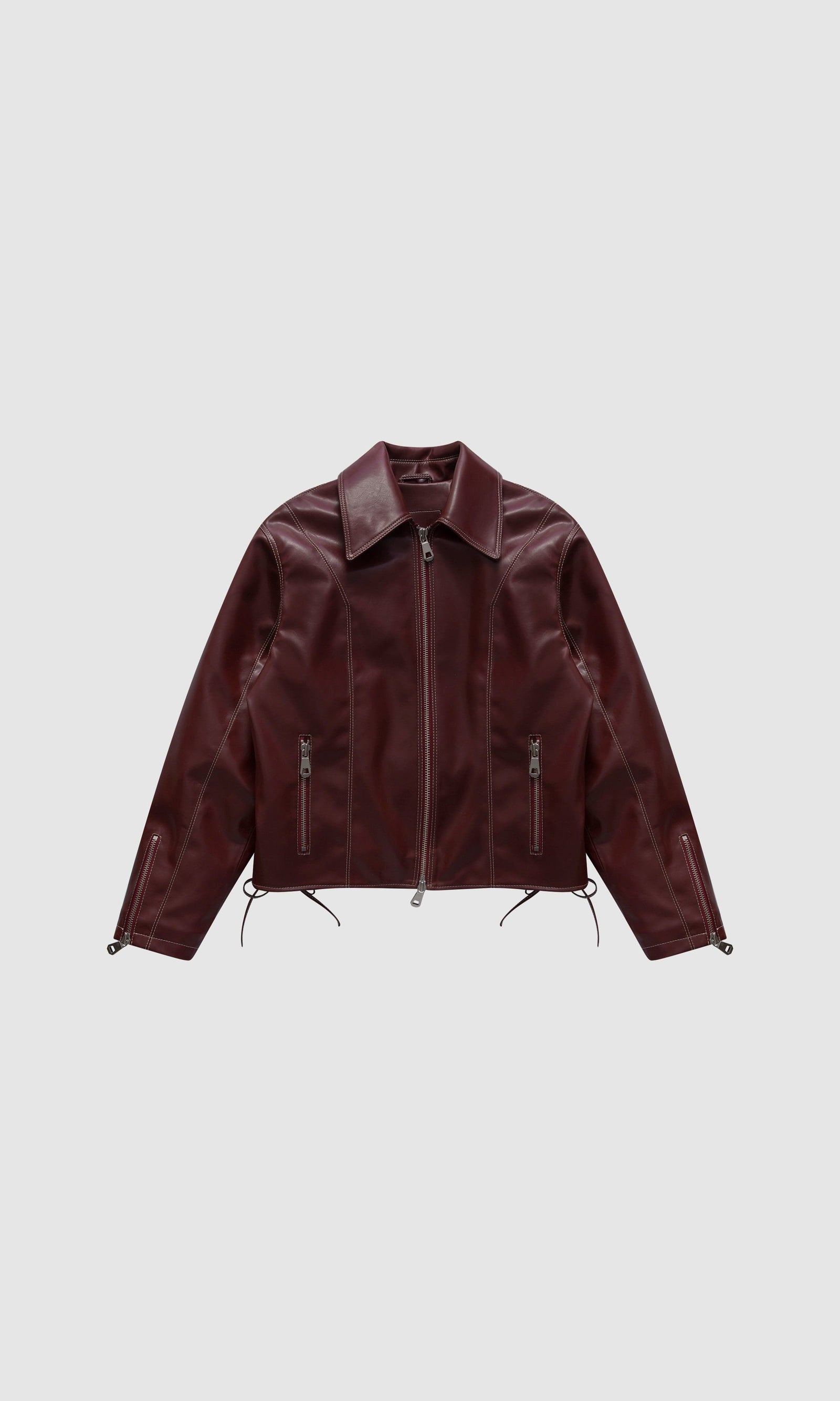 PREV - Robin Unisex Vegan Olive Leather Jacket | Bordeaux