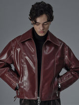 Immaculate Vegan - PREV Robin Unisex Vegan Olive Leather Jacket | Bordeaux