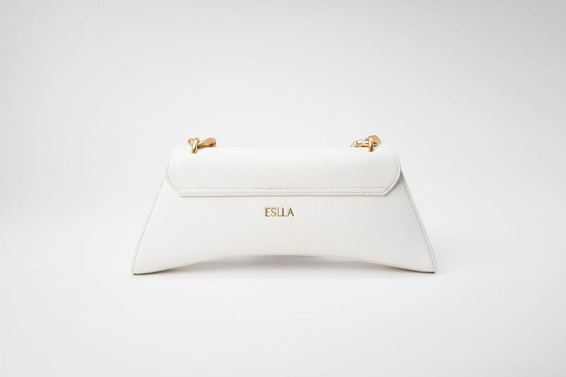 Eslla Satori Desserto Cactus Leather Vegan Clutch With Matte Gold Chain | White