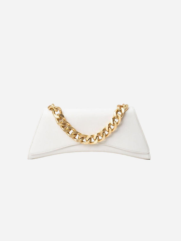 Eslla Satori Desserto Cactus Leather Vegan Clutch With Matte Gold Chain | White