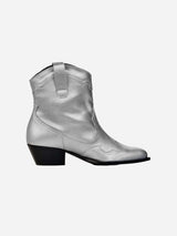 Immaculate Vegan - Bohema Metallic Grape Leather Stitchy Vegan Cowboy Boots | Silver