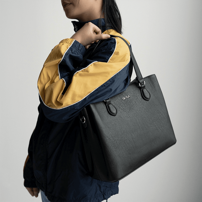 SKYLA TANYA Shoulder Bag Tote with Crossbody Strap Black