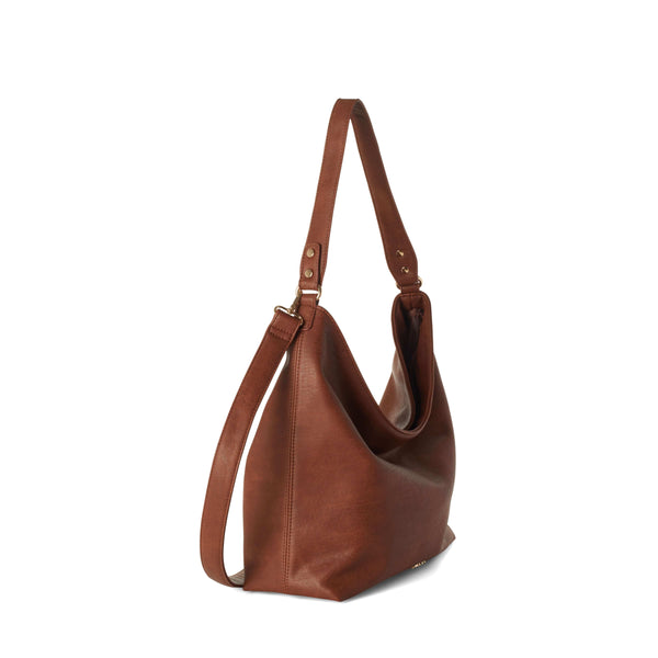 SKYLA MARY Classic Hobo Bag with Crossbody Strap Chestnut
