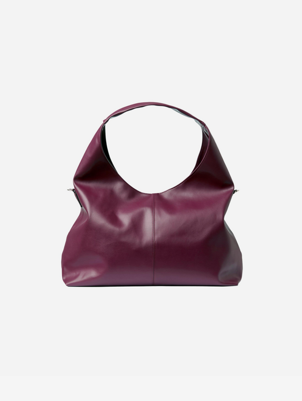 Bohema Grape Leather Vegan Slouchy Tote Bag | Burgundy