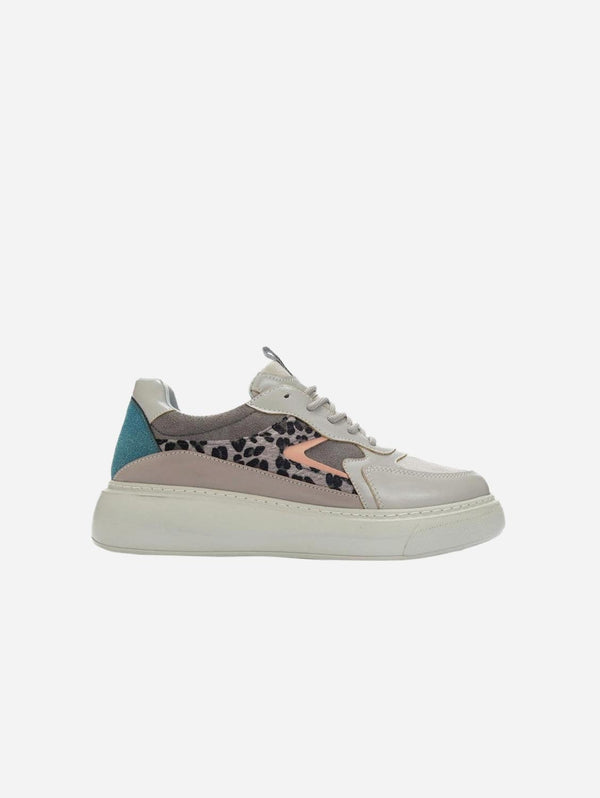 Ida Vegan Leather Platform Leopard Sneakers | Grey