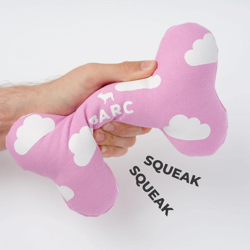 Barc London Squeaky Canvas Dog Bone Toy | Cloud Print