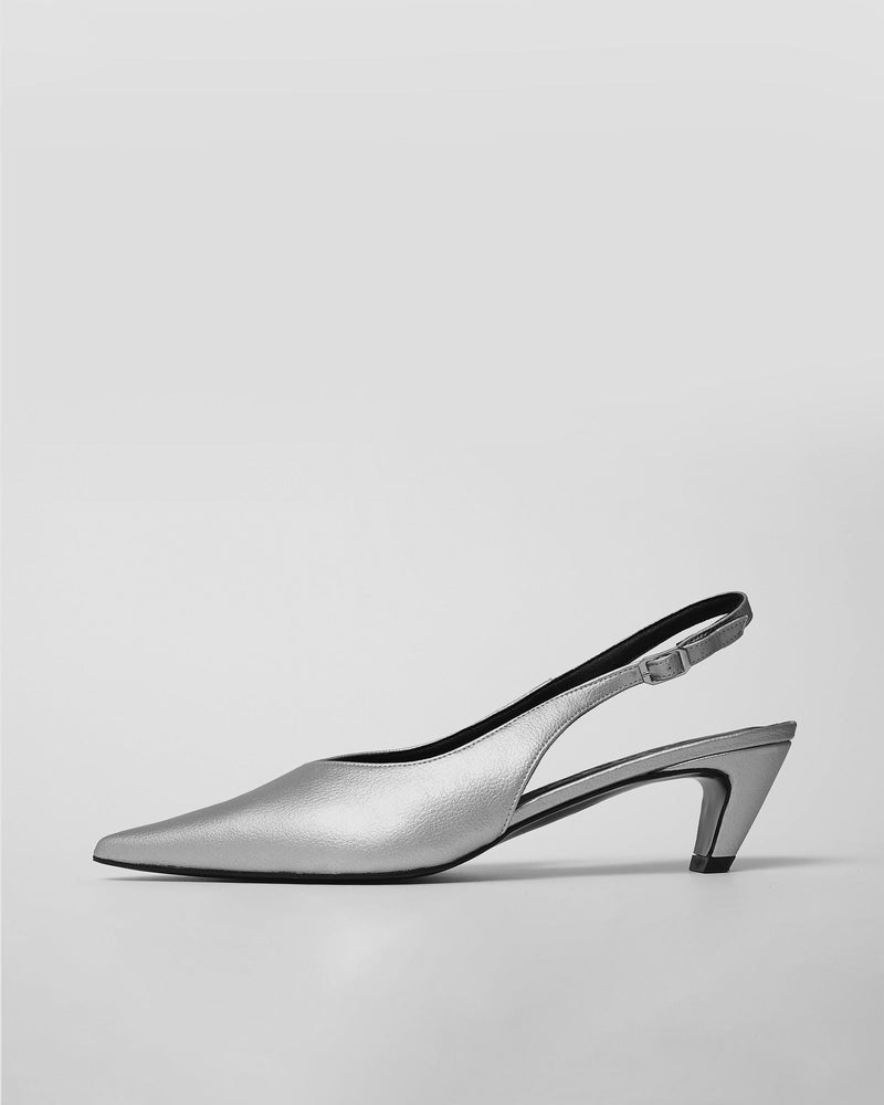 Bohema Kitten Heels Silver pointy toe pumps