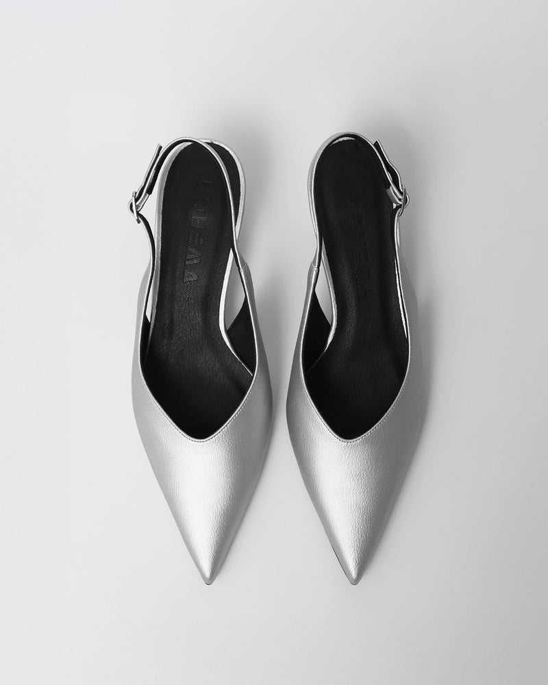 Bohema Kitten Heels Silver pointy toe pumps