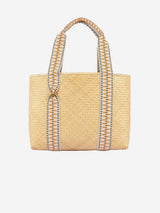 Immaculate Vegan - Stelar Mentawai Handwoven Bamboo Vegan Medium Tote Bag Orange Straps | Natural