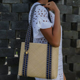 Immaculate Vegan - Stelar Mentawai Handwoven Bamboo Vegan Small Tote Bag | Indigo & Black