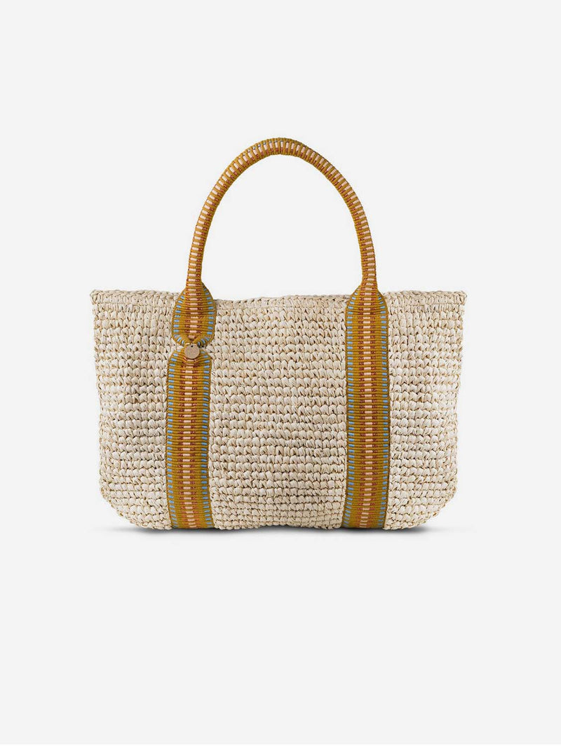 Stelar Misool Raffia Vegan Tote Bag | Natural & Copper Stripe