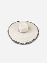 Immaculate Vegan - Stelar Padang Natural Lontar Palm Large Brim Hat | Black & Cream Stripe