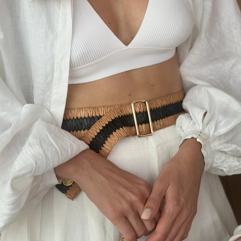 Stelar Sula Raffia Belt | Coppertone