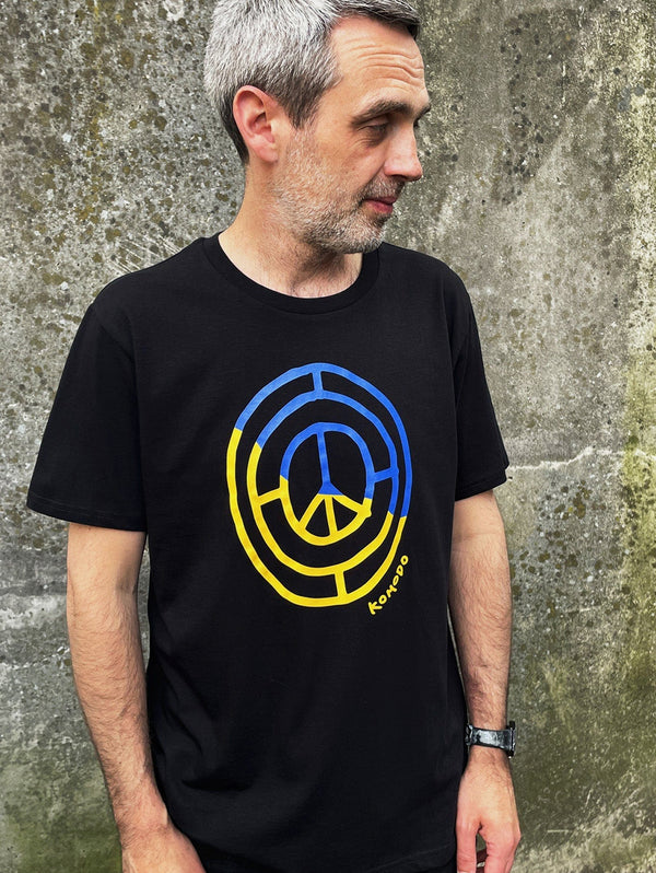 KOMODO Peace 4 Ukraine Men's Organic Cotton T-Shirt | Black