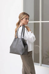 Immaculate Vegan - Canussa Totissimo Foldable Vegan Leather Tote Bag | Grey Grey