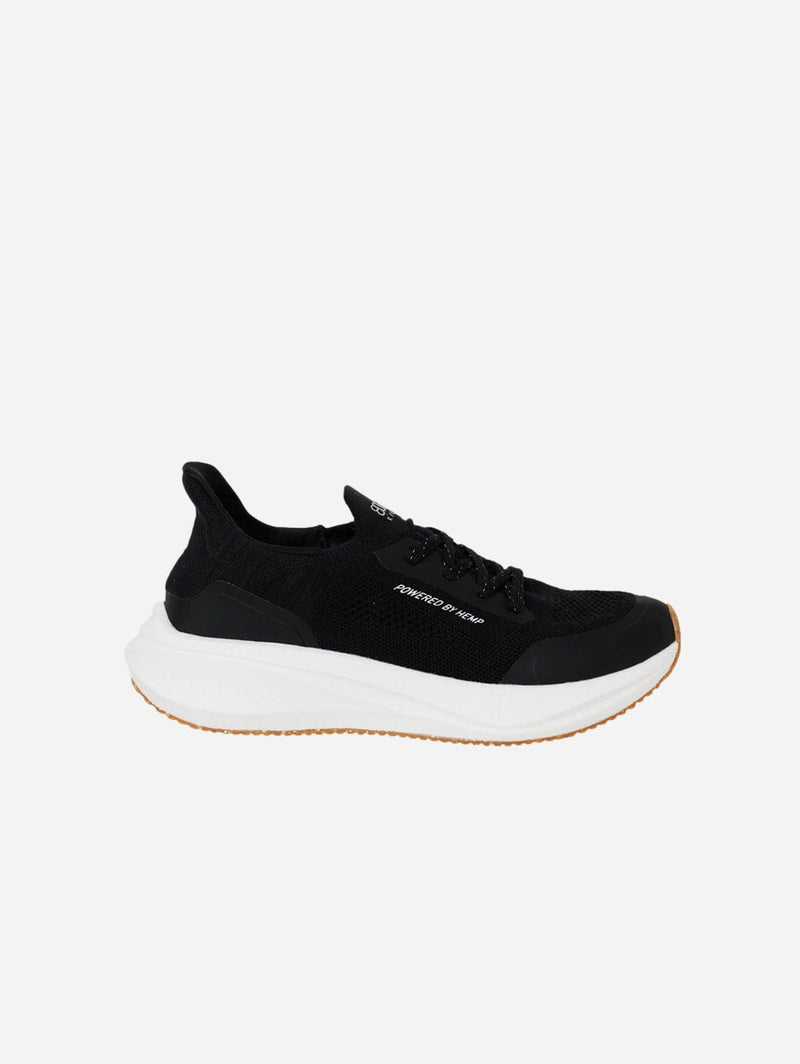 8000kicks Runners Men's Hemp Leather Trainers | Black & White