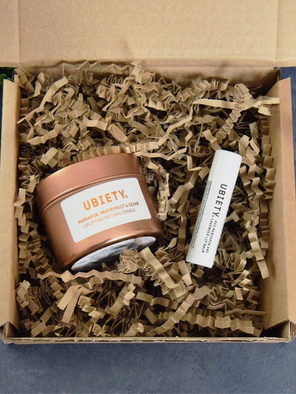 Ubiety 'Calm Me' Gift Box | Mandarin Candle & Lip Balm