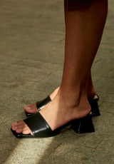 Immaculate Vegan - Urbanima Agora Vegan Leather Mid-Heel Slide | Black