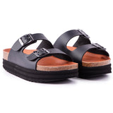 Immaculate Vegan - V.GAN Plum Women's Vegan Footbed Sandals | Black Matte