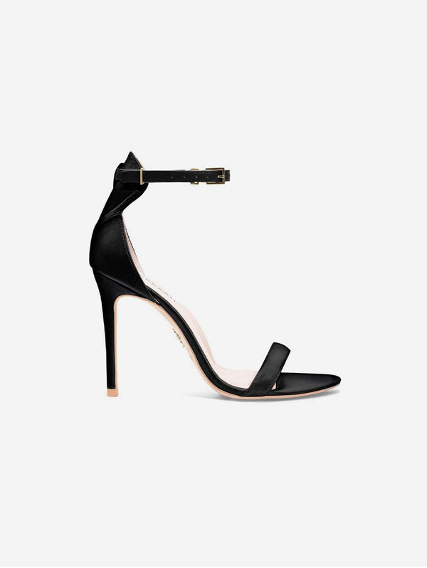 VEERAH Venus Vegan Apple Leather Stiletto Sandals | Black 5 / Black Appeel