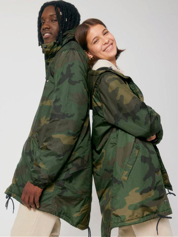 VEGAN Happy Vegan Unisex Padded Parka AOP Jacket | Camo Camo / XXS