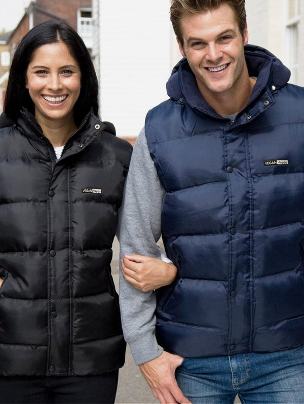 VEGAN Happy Vegan Unisex Core Nova Lux Padded Gilet | Multiple Colours Navy / XS