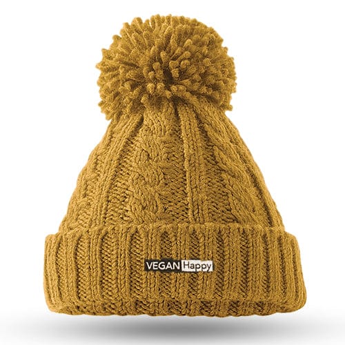 VEGAN Happy Vegan Beanie - Cable Knit Melange