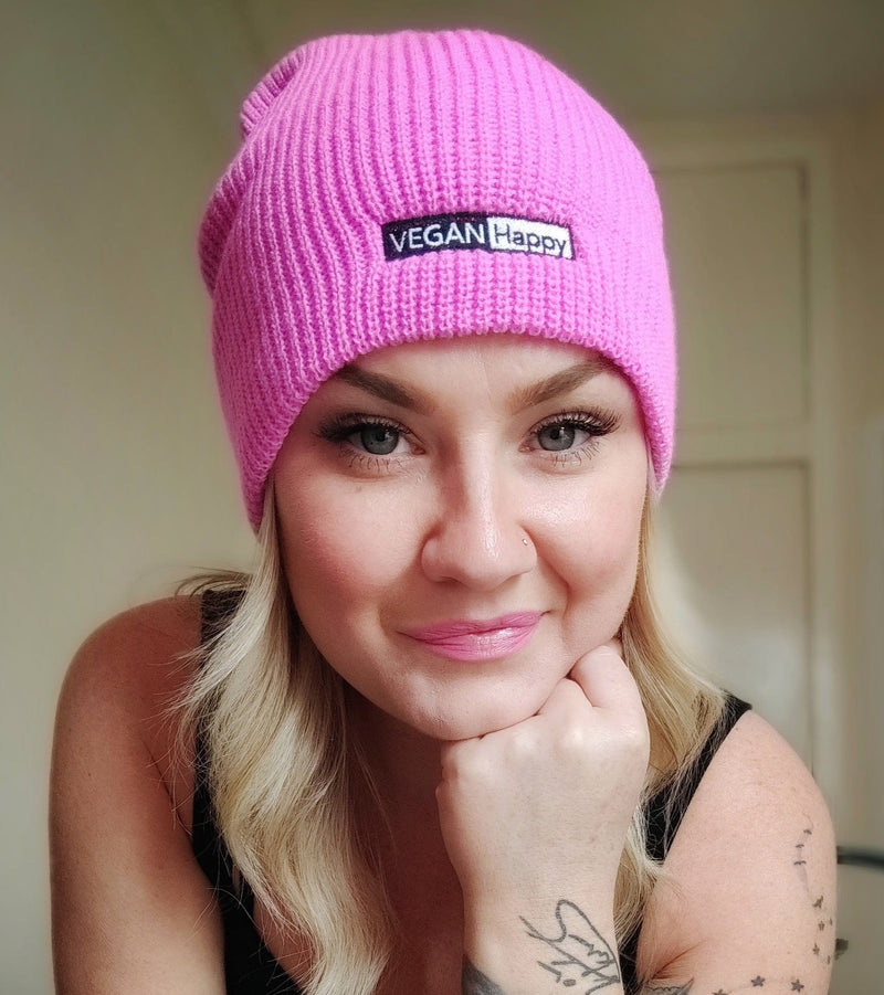 VEGAN Happy Vegan Beanie - Lightweight Slouchy Core Softex Beanie