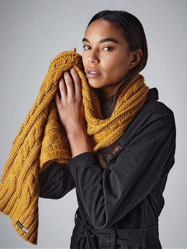 VEGAN Happy *Vegan Cable Knit Melange Scarf