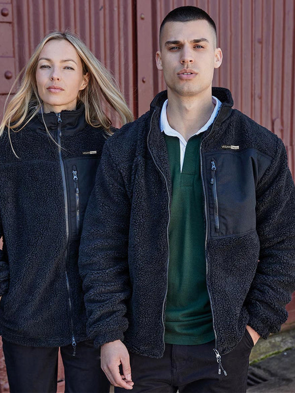 Vegan Unisex Front Row Recycled Sherpa Fleece Jacket | Multiple Colours