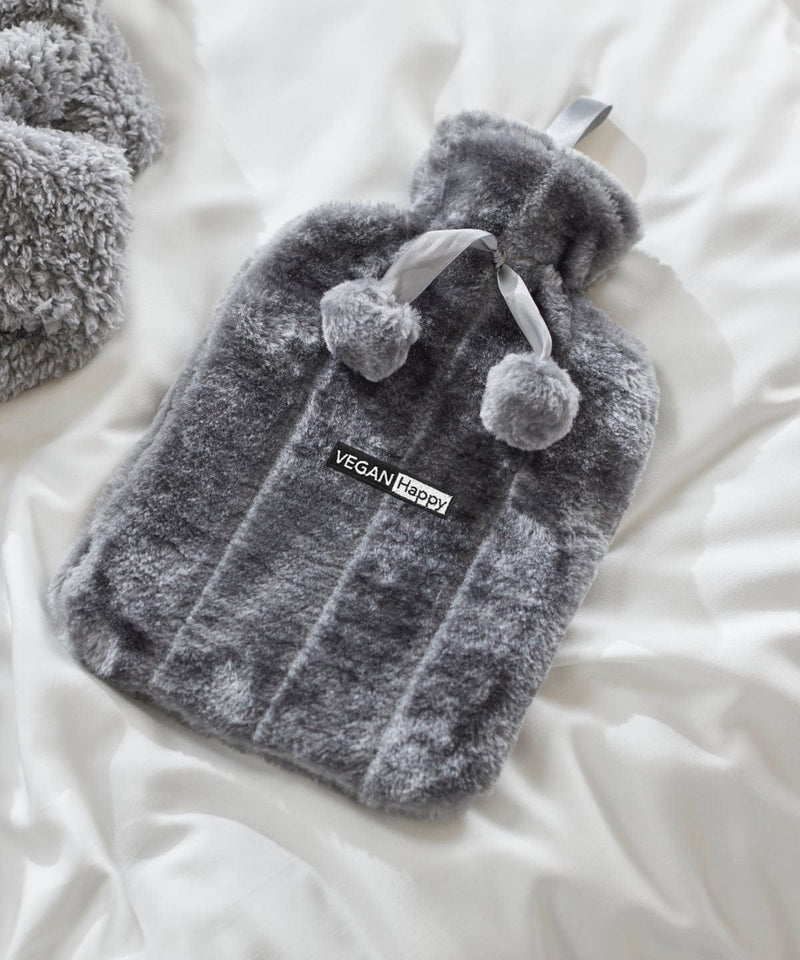 VEGAN Happy Vegan Luxury Faux Fur Hot Water Bottle & Cover