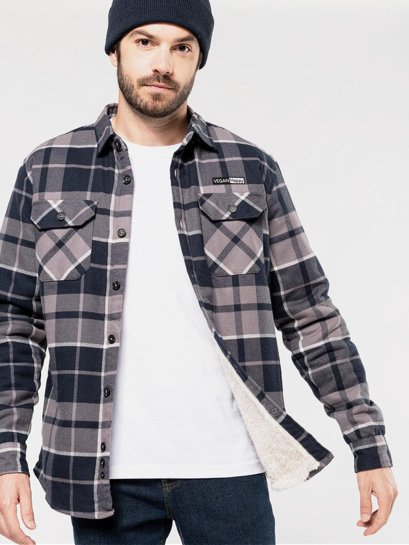 VEGAN Happy *Vegan Sherpa-Lined Check Shirt Jacket