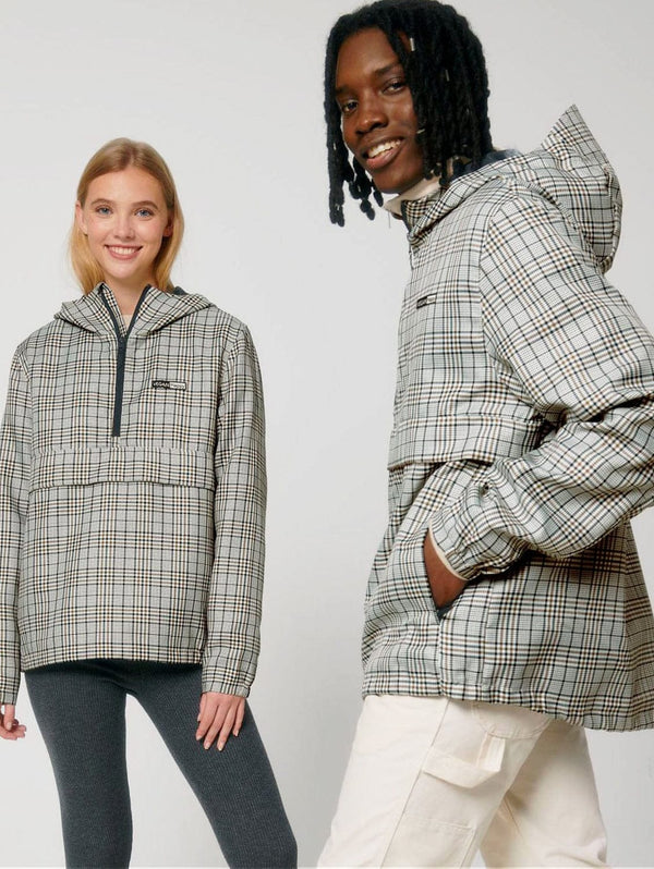 VEGAN Happy Vegan Unisex Speeder Tweed Jacket | Beige Check