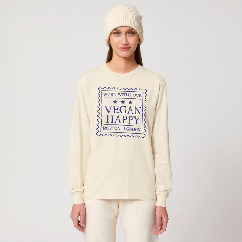 VEGAN Happy Vegan Unisex 'Worn With Love' Dry Feel Long Sleeve Tee