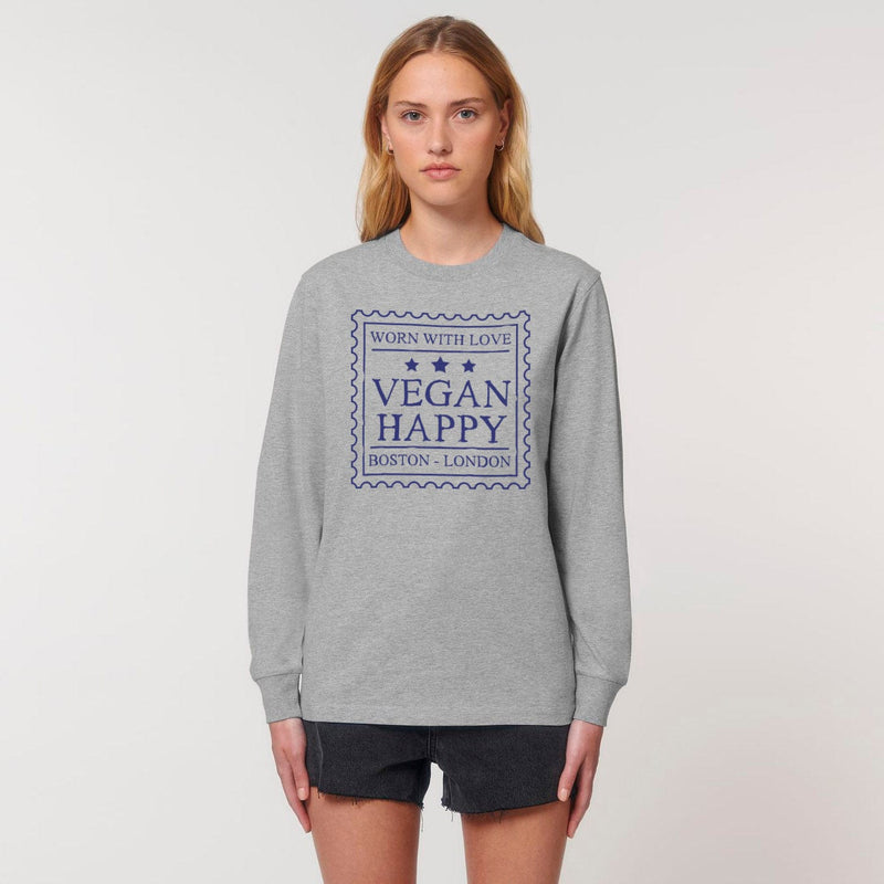 VEGAN Happy Vegan Unisex 'Worn With Love' Dry Feel Long Sleeve Tee