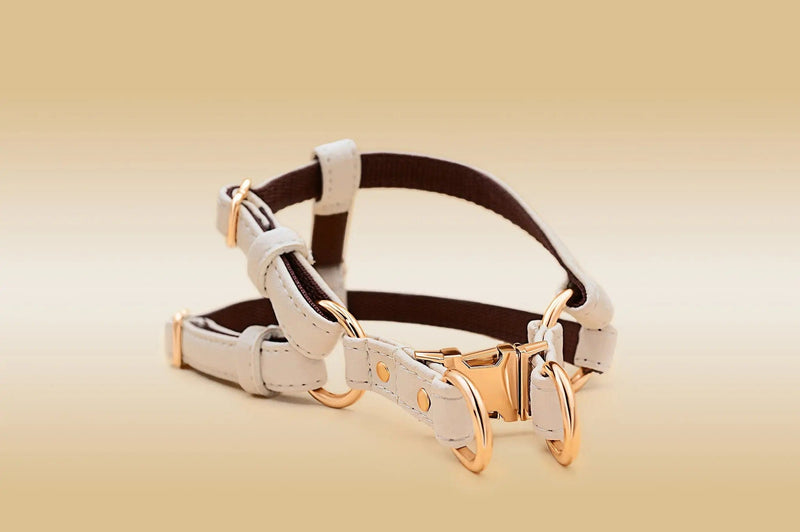 VEGARI Vegan Leather Anatomical Correct Dog Harness - BEIGE ROYAL| Handmade from Piñatex