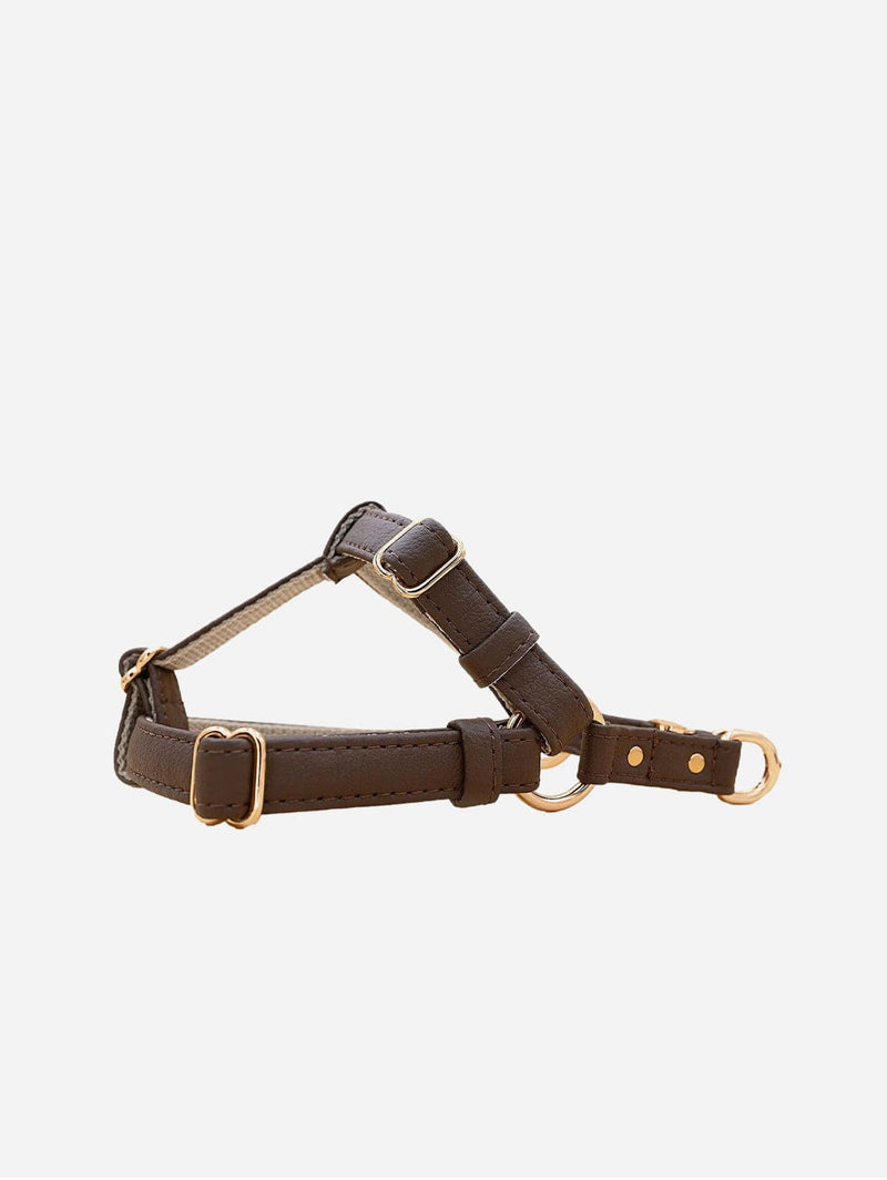 VEGARI Vegan Leather Anatomical Correct Dog Harness - BROWN LOVE| Handmade from Piñatex