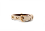 Immaculate Vegan - VEGARI Vegan Leather Dog Collar -BEIGE-| Made from Pineapple Leather Piñatex