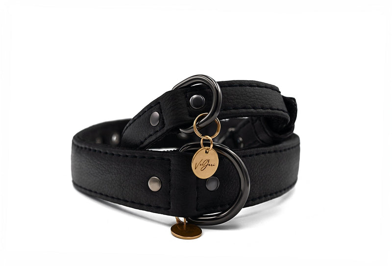 VEGARI Vegan Leather Dog Collar -BLACK-| Made from Pineapple Leather Piñatex