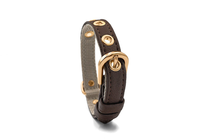 VEGARI Vegan Leather Dog Collar -BROWN-| Made from Pineapple Leather Piñatex