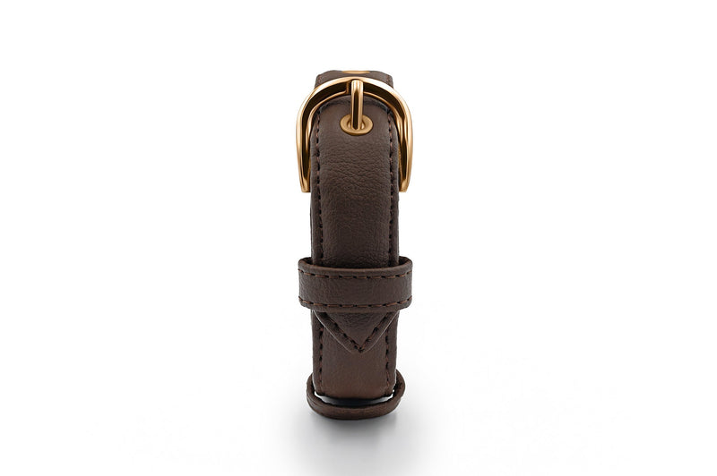 VEGARI Vegan Leather Dog Collar -BROWN-| Made from Pineapple Leather Piñatex