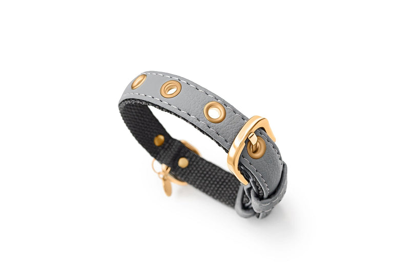 VEGARI Vegan Leather Dog Collar -GREY-| Made from Pineapple Leather Piñatex