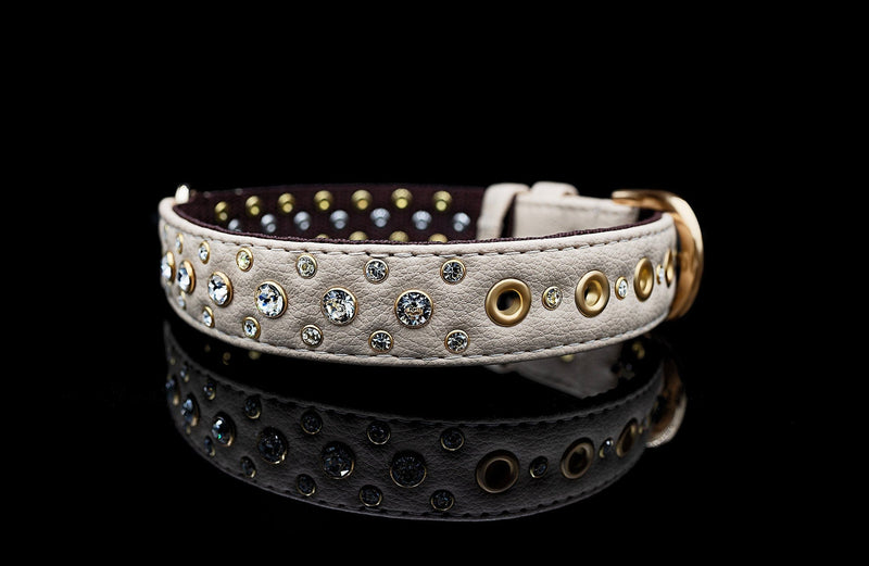 VEGARI Vegan Leather Rhinestone - Diamond Collar| Beige Royal - Handmade from Pineapple Leather