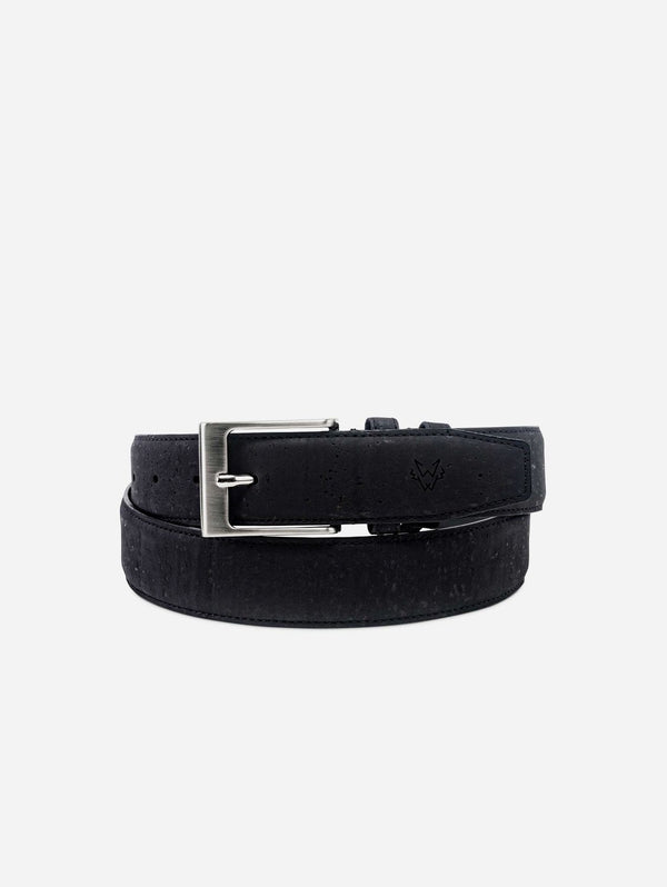 Watson & Wolfe Three-Piece Construction Cork Vegan Belt | Black