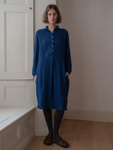 Immaculate Vegan - Alexa Women's Cotton Shirt Dress | Petrol Blue & Black Gingham