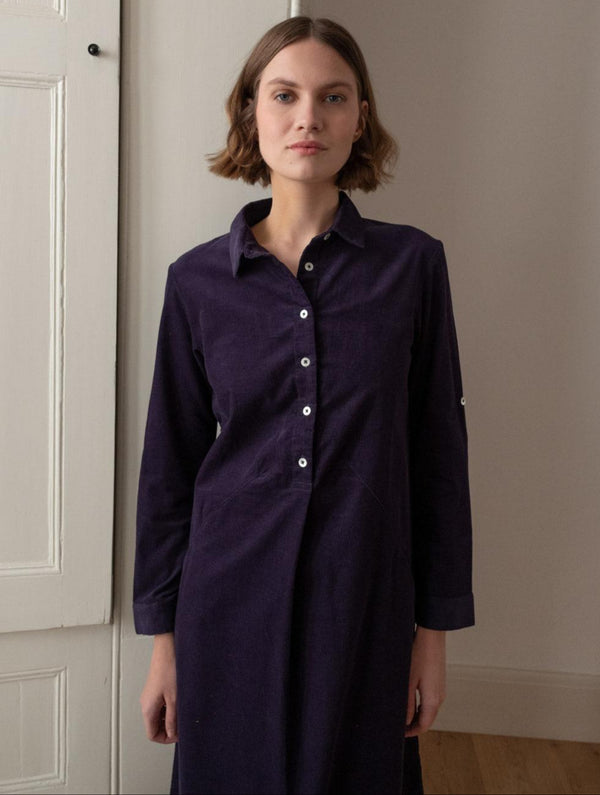 Alexa Women's Cotton Corduroy Shirt Dress | Navy