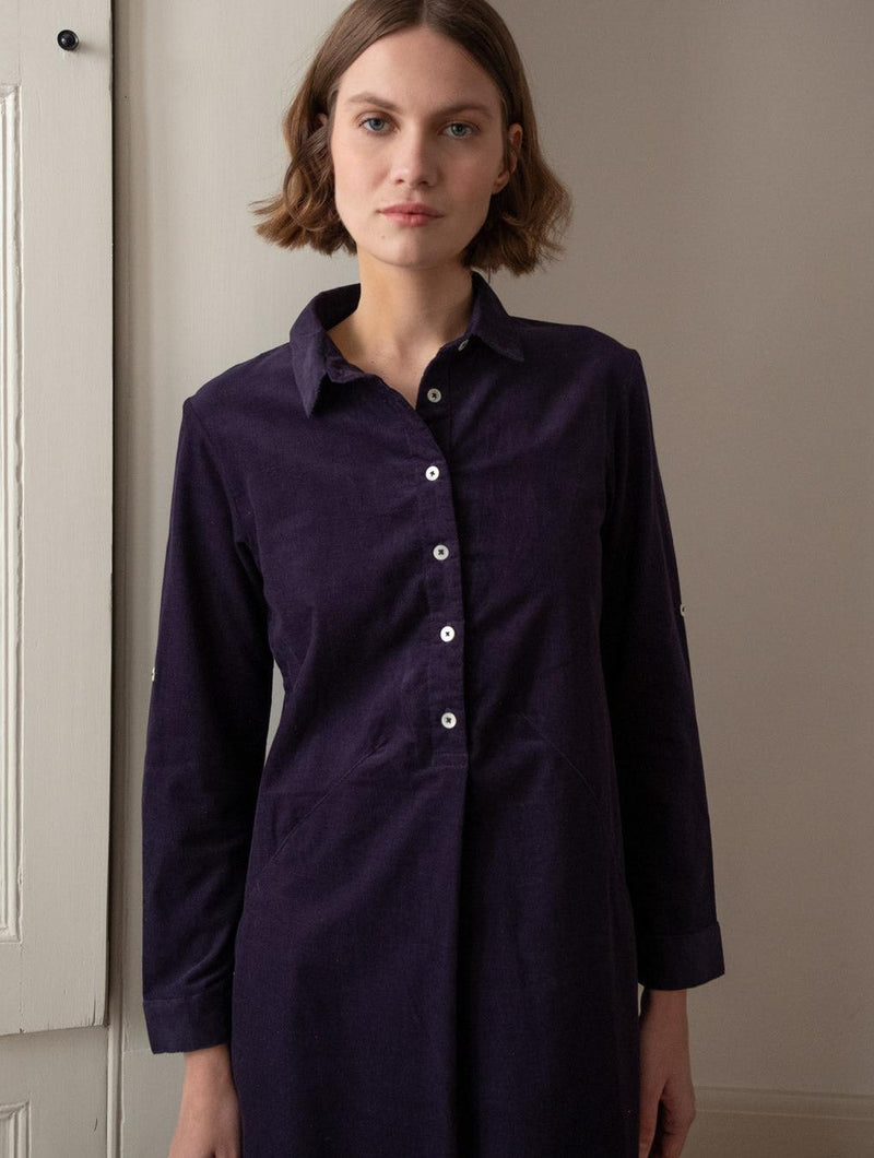 Alexa Women's Cotton Corduroy Shirt Dress | Navy