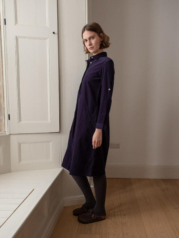 Alexa Women's Cotton Corduroy Shirt Dress | Navy
