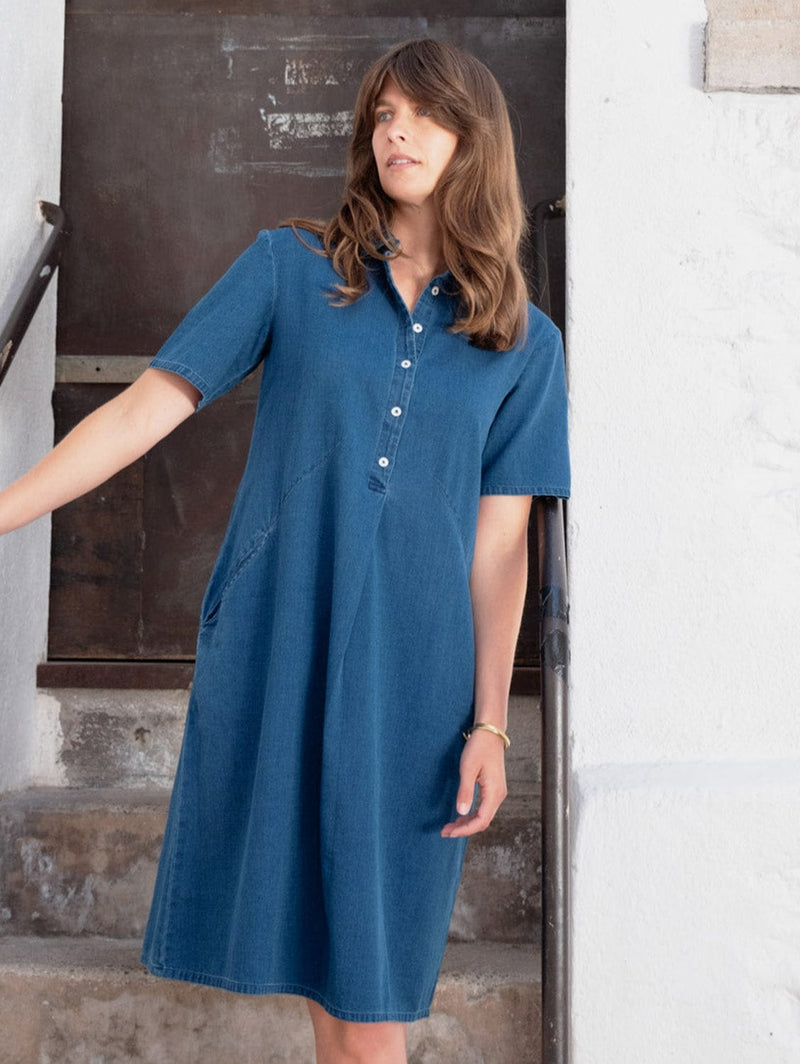 Alexa Women's Cotton Shirt Dress | Textured Denim Immaculate Vegan Alexa Women's Cotton Shirt Dress | Textured Denim Immaculate Vegan